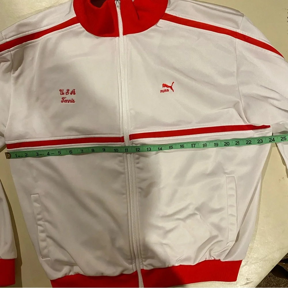 Puma USA Tennis Jacket Men’s XL White Zip Embroidered